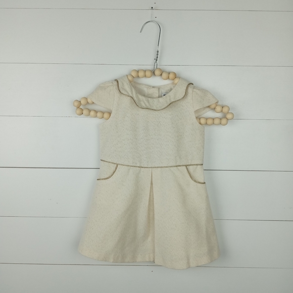 Janie and Jack Other - Janie and Jack Girls 12-18 mos dress cream with gold flex accents, gold trim